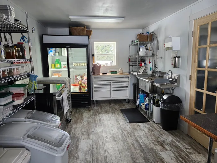 The certified commercial kitchen inside the farmhouse